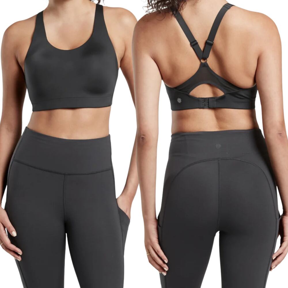 Athleta Black High Impacts Advance Wireless Sports Bra w/ Adjustable Straps -34D
